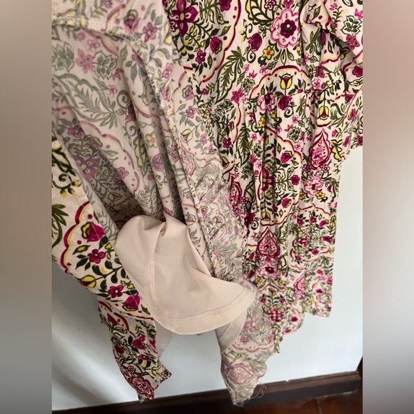 TORRID Ivory Floral 3/4 Sleeves Challis Skater Dress Women Plus Sz 1X 14 16 - Picture 10 of 13